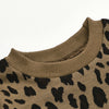 Children's Girls Leopard Long Sleeve Sweater PU Leather Skirt Set - PrettyKid
