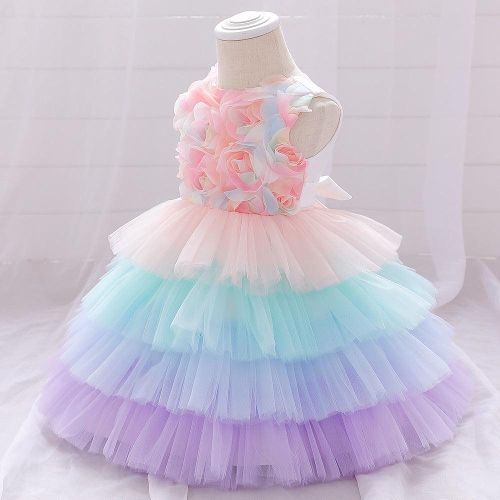 Baby Girls Princess Skirt Rainbow Cake Puffy Skirt - PrettyKid