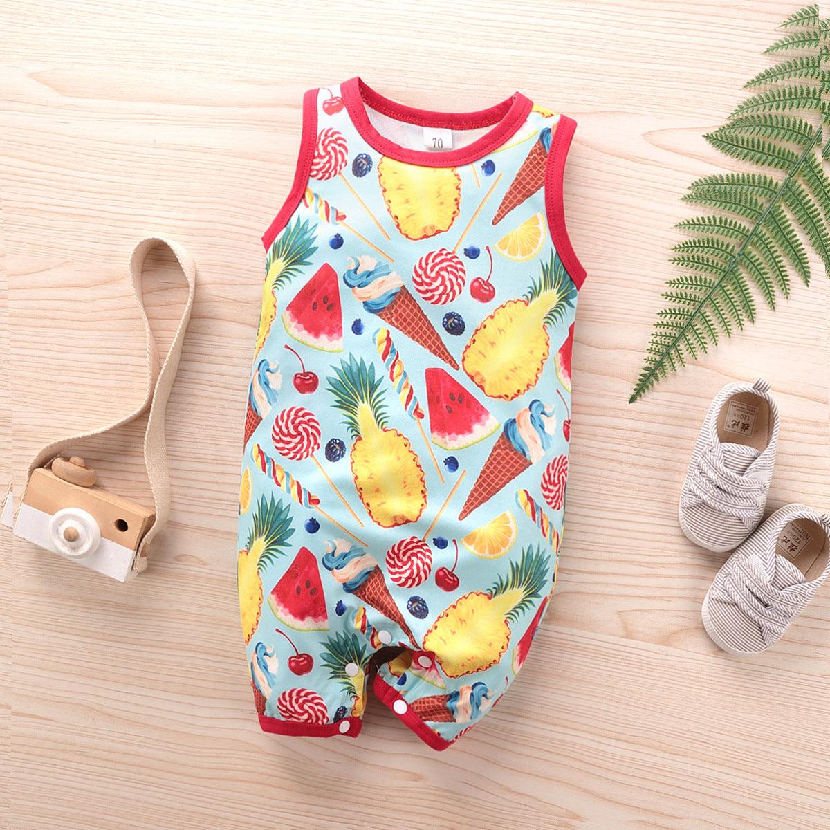 Baby fruit print sleeveless Jumpsuit - PrettyKid