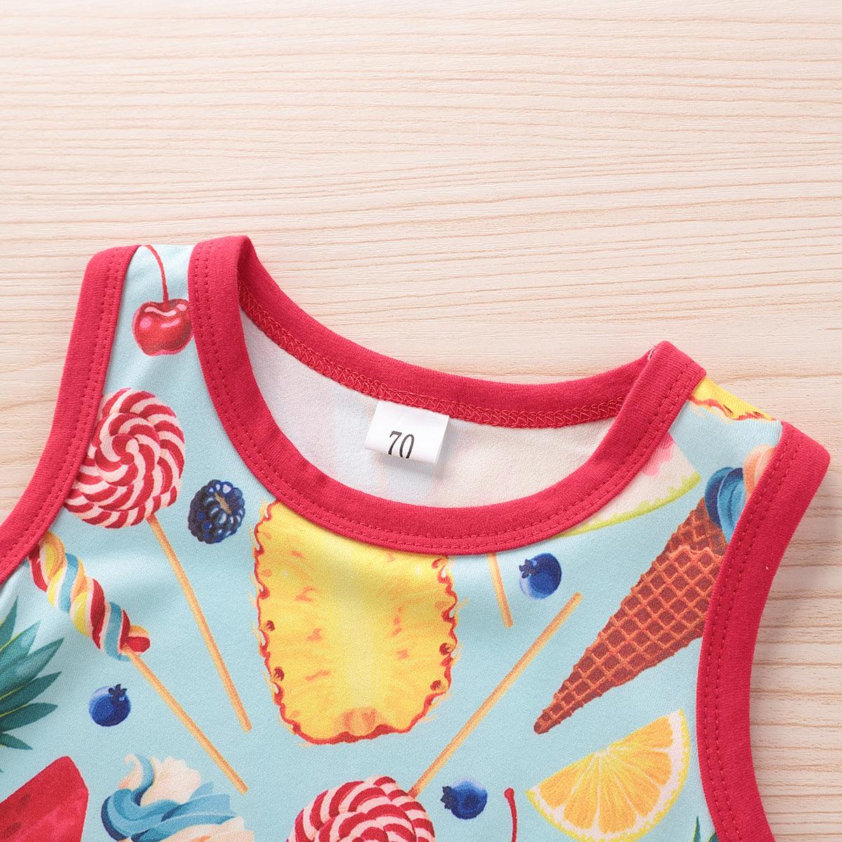 Baby fruit print sleeveless Jumpsuit - PrettyKid