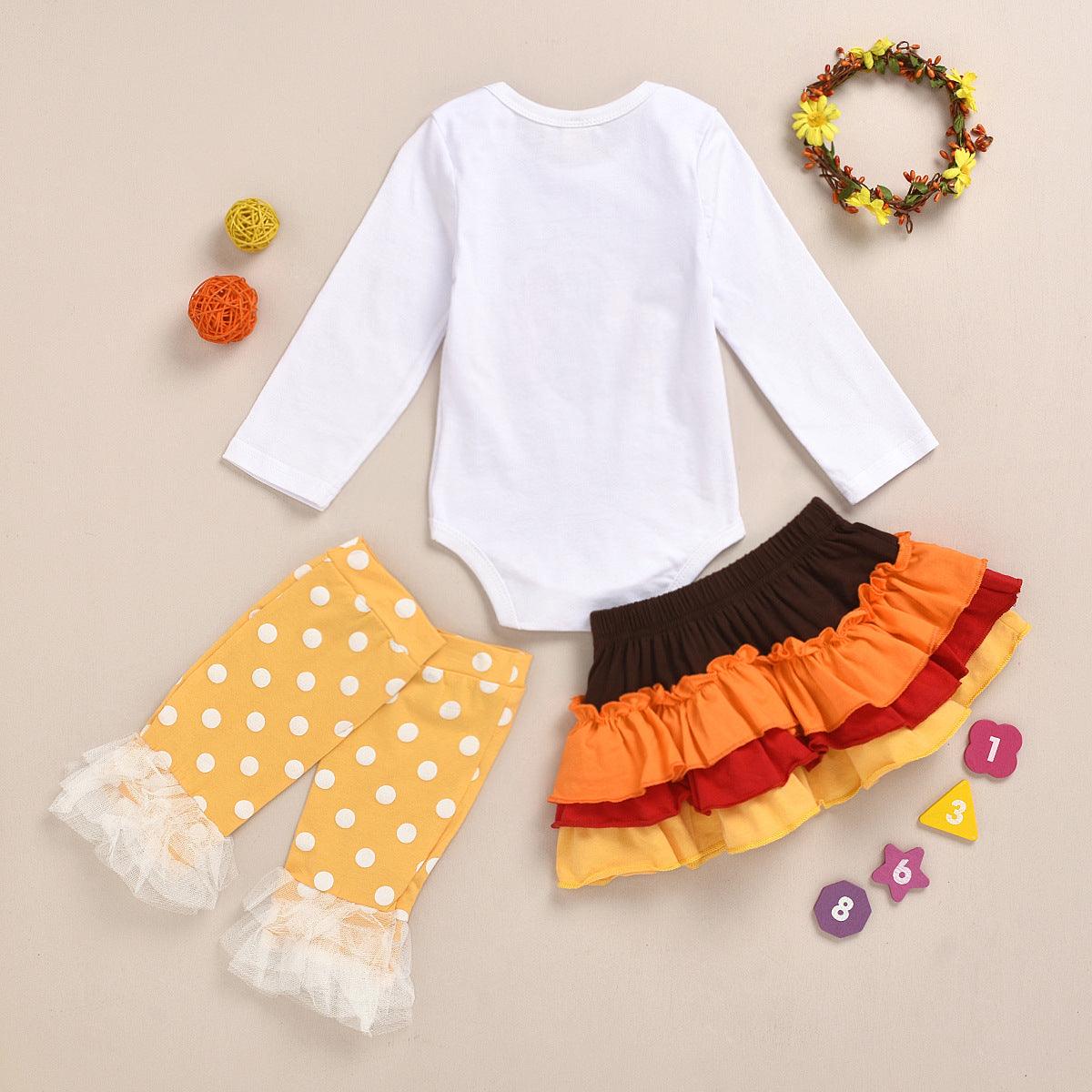 Baby Girls Thanksgiving 3PCS Turkey Sets Wholesale Baby Clothes - PrettyKid