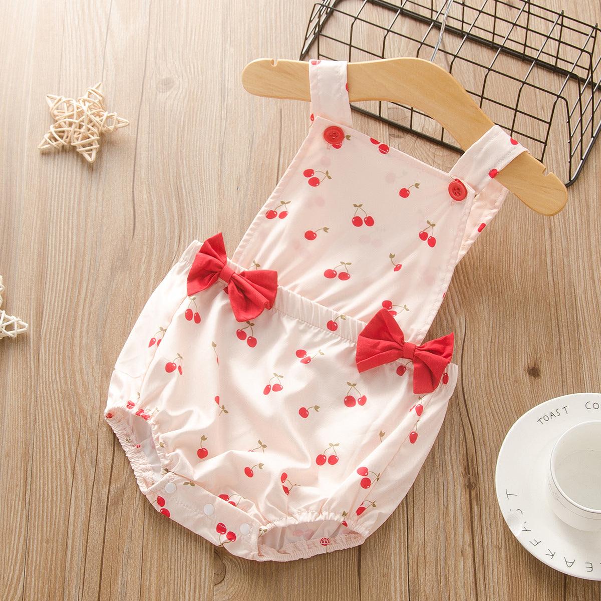 baby girls fruit print bow one piece - PrettyKid