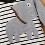 Toddler Kids Striped Print Elephant Embroidery Long-sleeved Suit - PrettyKid