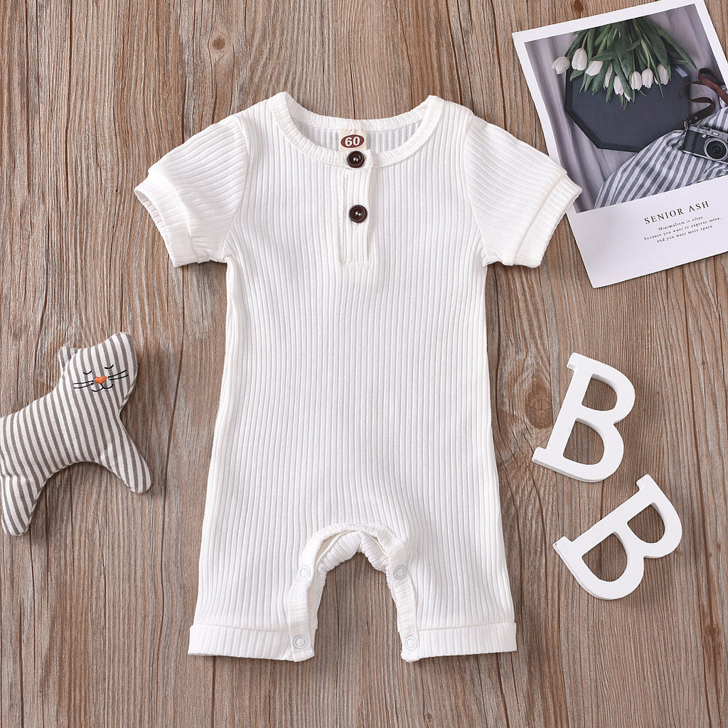 Baby Boys Girls Solid Color Knitted Jumpsuit - PrettyKid