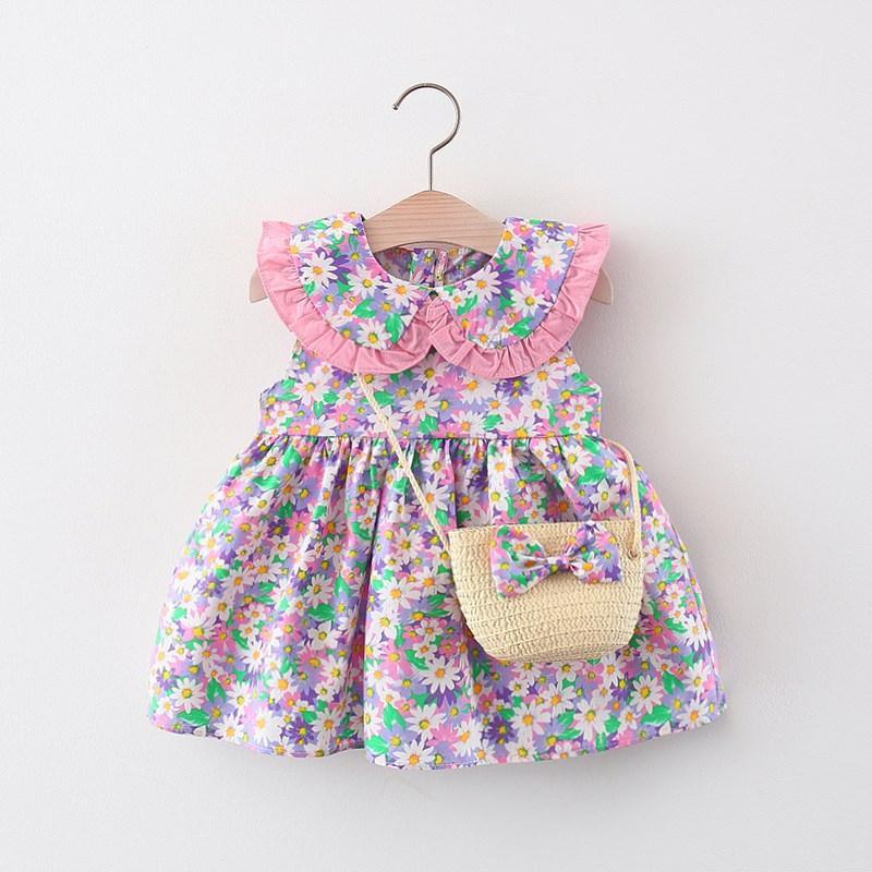 Grow Girl Floral Print Dress with Bag - PrettyKid