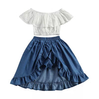 Toddler Girl Ruffle Collar Top & Long Skirt - PrettyKid