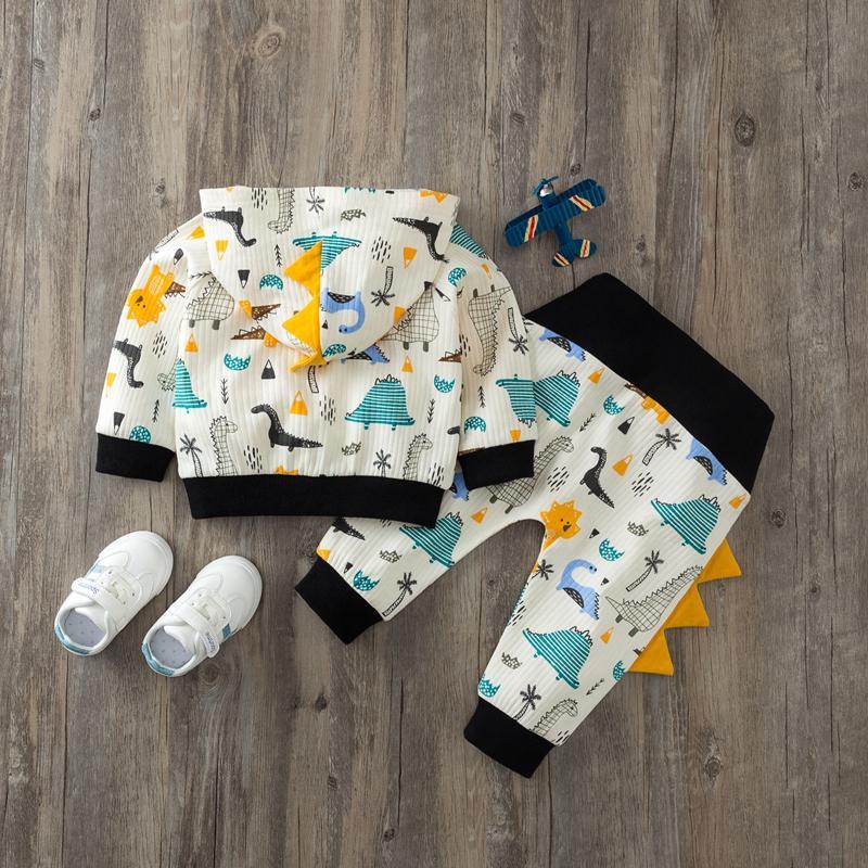 2-piece Dinosaur Printed Hooded Coat & Pants for Baby Boy - PrettyKid