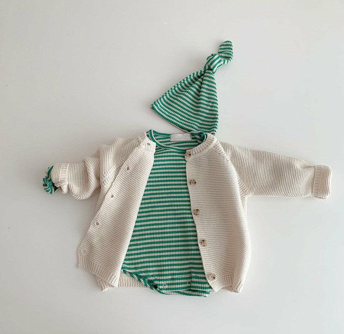 Baby Boys Girls Solid Color Doll Collar Button Knit Cardigan Childrenswear Wholesale - PrettyKid