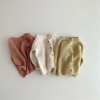 Baby Boys Girls Solid Color Doll Collar Button Knit Cardigan Childrenswear Wholesale - PrettyKid