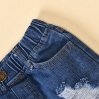 Children's Sling Single Breasted Ruffle Top Button Hole Jeans Children's Suit