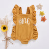 Baby Girls Solid Letter One Printed Sleeveless Backless Jumpsuit - PrettyKid
