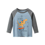 Toddler Kids Boys Lettered Dinosaur Print Crew Neck Long Sleeve T-shirt - PrettyKid