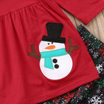 Toddler Kids Girls Snowman Embroidered Snow Collar Trousers 3 Sets Children's Christmas - PrettyKid