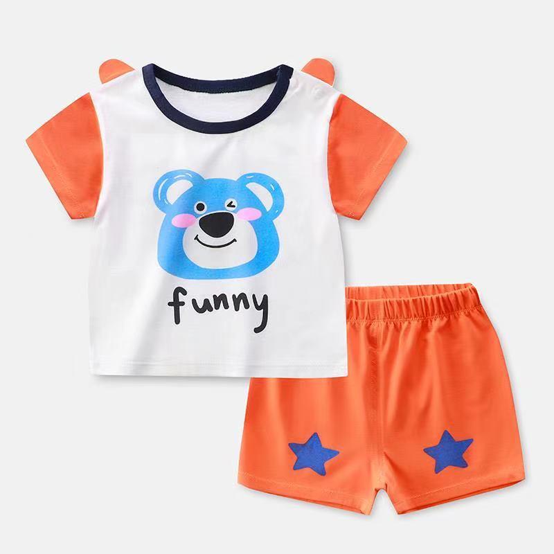 Toddler Boy Cartoon Bear Pattern Pajama Top & Shorts - PrettyKid