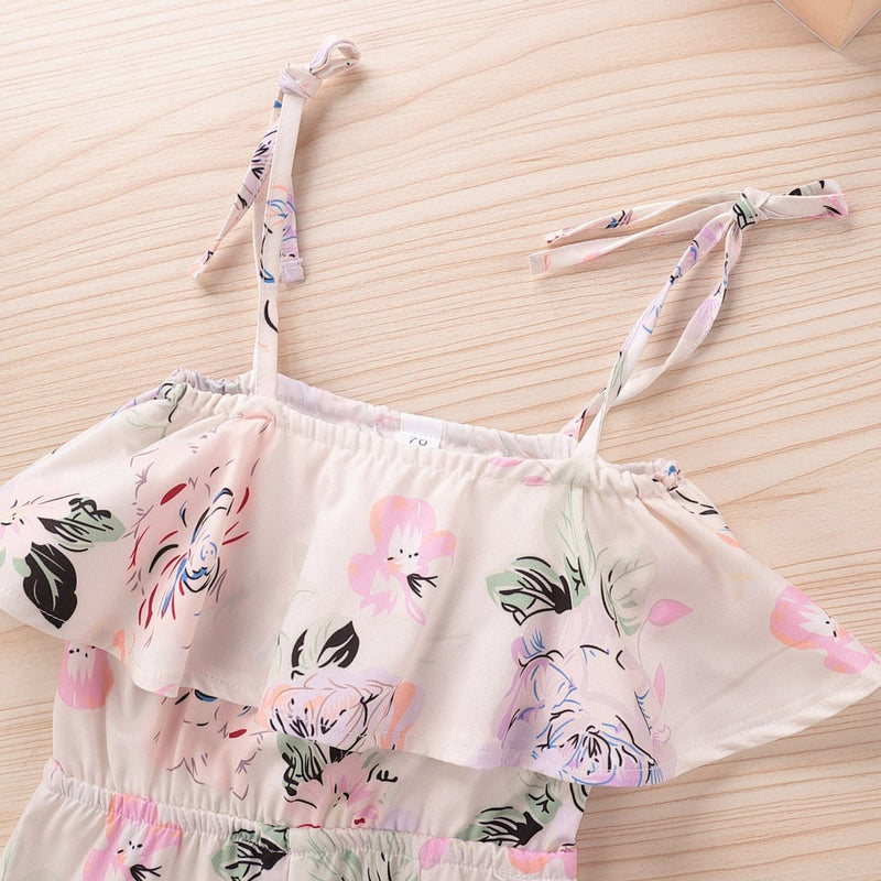 Toddler kids girls' printed suspenders jumpsuit - PrettyKid