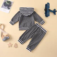 Toddler boys girls' striped long sleeve Hoodie casual pants suit - PrettyKid