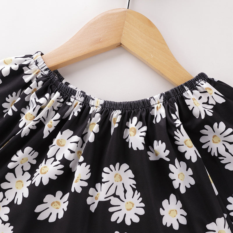Toddler kids girls' daisy Print Chiffon Long Sleeve suit - PrettyKid