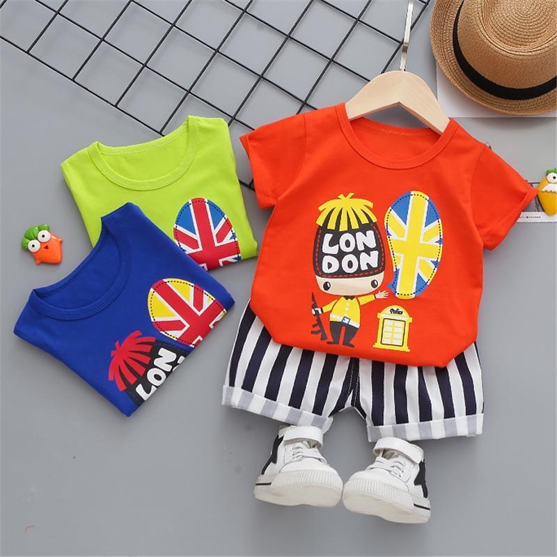 2-piece Cartoon Design T-shirt & Shorts for Children Boy - PrettyKid