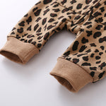 Baby Boys Girls Leopard Zip Long Sleeve Jumpsuit - PrettyKid