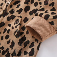 Baby Boys Girls Leopard Zip Long Sleeve Jumpsuit - PrettyKid