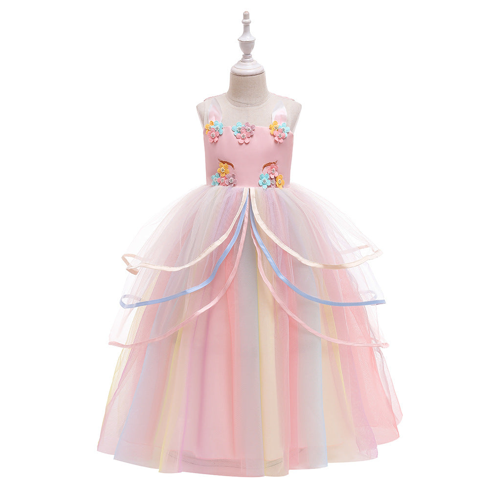 Children Unicorn Mesh Rainbow Skirt Kids Clothes Vendors - PrettyKid