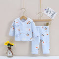 Newborn Cute Printed Cotton Placket Lace Up Monk Suit Split Suit - PrettyKid