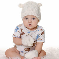 Winter Baby Hat Wool Cartoon Hat Glove Set - PrettyKid