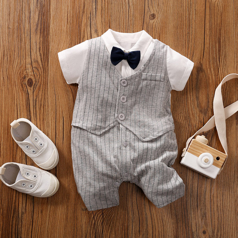 Gentleman Tie Bodysuit for Baby Boy Children's clothing wholesale - PrettyKid