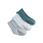 3PCS Children Solid Color Knitted Medium Cotton Socks - PrettyKid