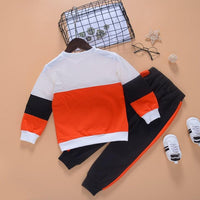 Toddler Kids Boys Multicolor Patchwork Round Neck Long Sleeve Suit - PrettyKid