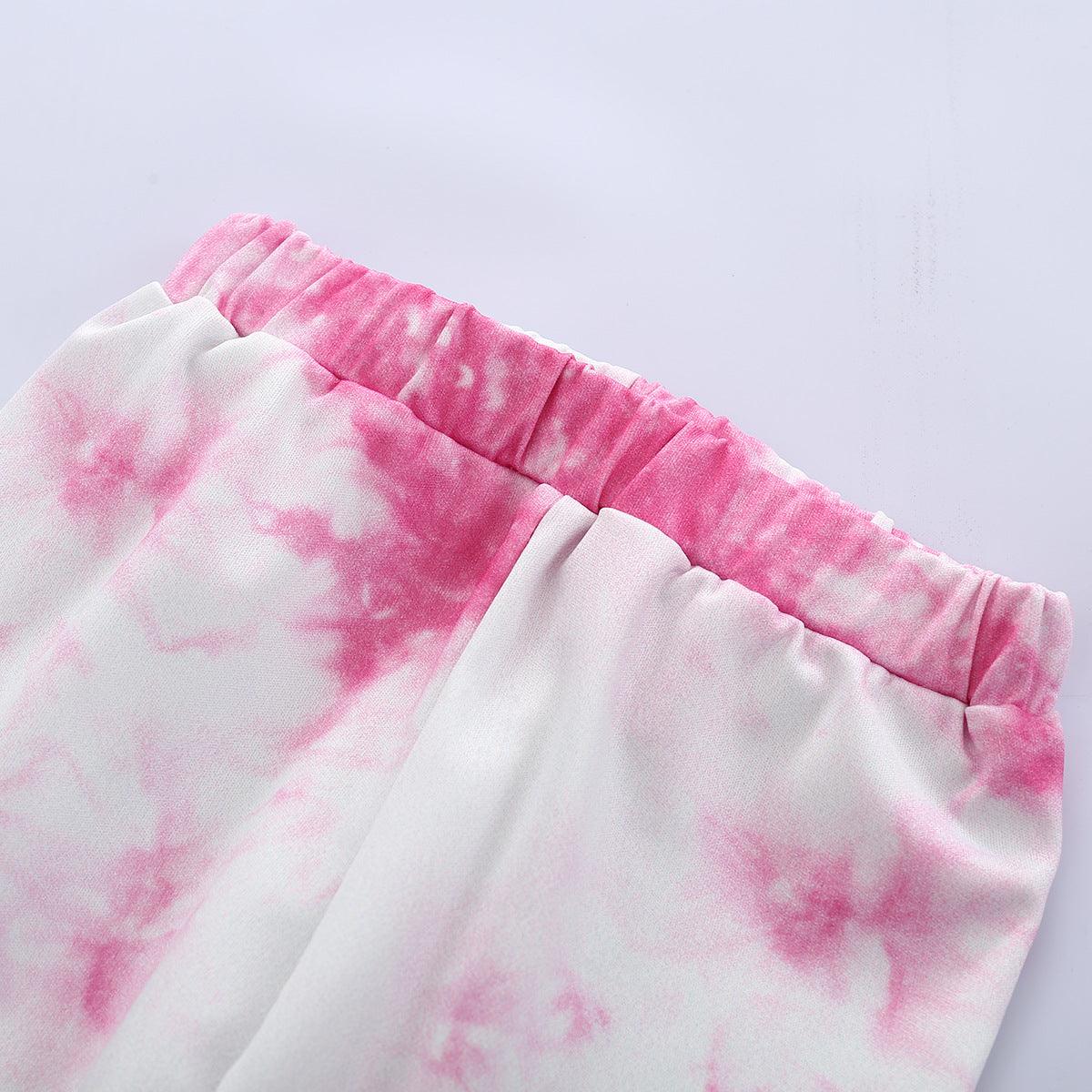 Toddler Kids Tie Dye Long Sleeved Hooded Sweatshirt and Pants Set - PrettyKid