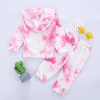 Toddler Kids Tie Dye Long Sleeved Hooded Sweatshirt and Pants Set - PrettyKid