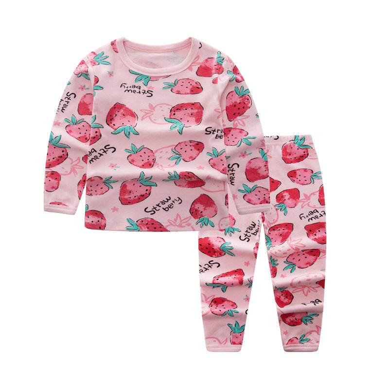 2-piece Strawberry Pattern Pajamas Sets for Toddler Girl - PrettyKid