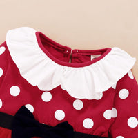 Baby Girls Long Sleeve Bow Dot Mesh Dress - PrettyKid