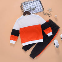 Toddler Kids Boys Multicolor Patchwork Round Neck Long Sleeve Suit - PrettyKid