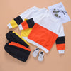 Toddler Kids Boys Multicolor Patchwork Round Neck Long Sleeve Suit - PrettyKid
