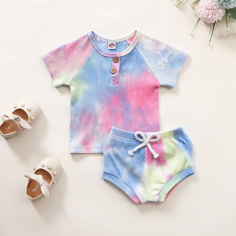 Baby Girl 2pcs Tie Dye T-shirt & Shorts - PrettyKid