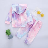 Toddler Kids Tie Dye Long Sleeved Hooded Sweatshirt and Pants Set - PrettyKid