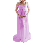 Maternity Shooting Solid Color Bustier Trailing Wraparound Dress - PrettyKid