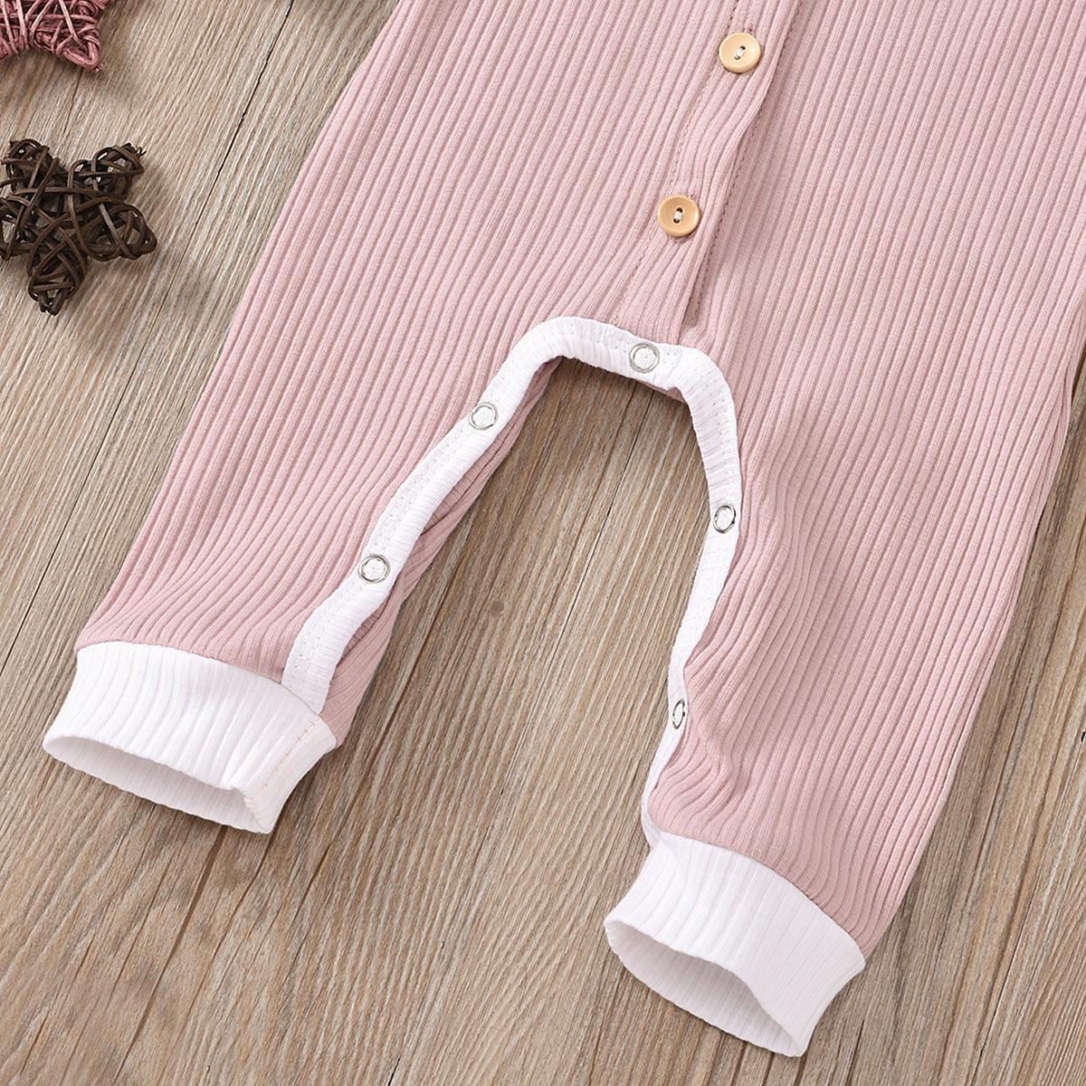 Baby Boys Girls Knitted Striped Solid One-piece Suit Hat Two-piece Set - PrettyKid