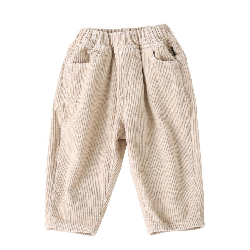 Toddler Kids Boys Girls Solid Corduroy Casual Slacks - PrettyKid