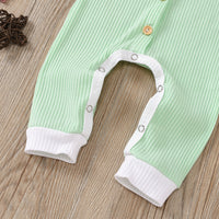 Baby Boys Girls Knitted Striped Solid One-piece Suit Hat Two-piece Set - PrettyKid