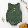 Baby Boys Girls Cotton Solid Color Sleeveless Jumpsuit - PrettyKid