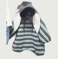 Baby Boys Girls Loose Striped Bunny Jumpsuit Hat Two Piece Set - PrettyKid