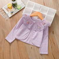 Toddler Kids Girls' Solid Color Embroidered Lace Lace Coat - PrettyKid