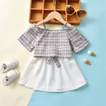 18M-6Y Toddler Girls Sets Plaid Button Cami Tops & Skirts Wholesale Little Girl Clothing