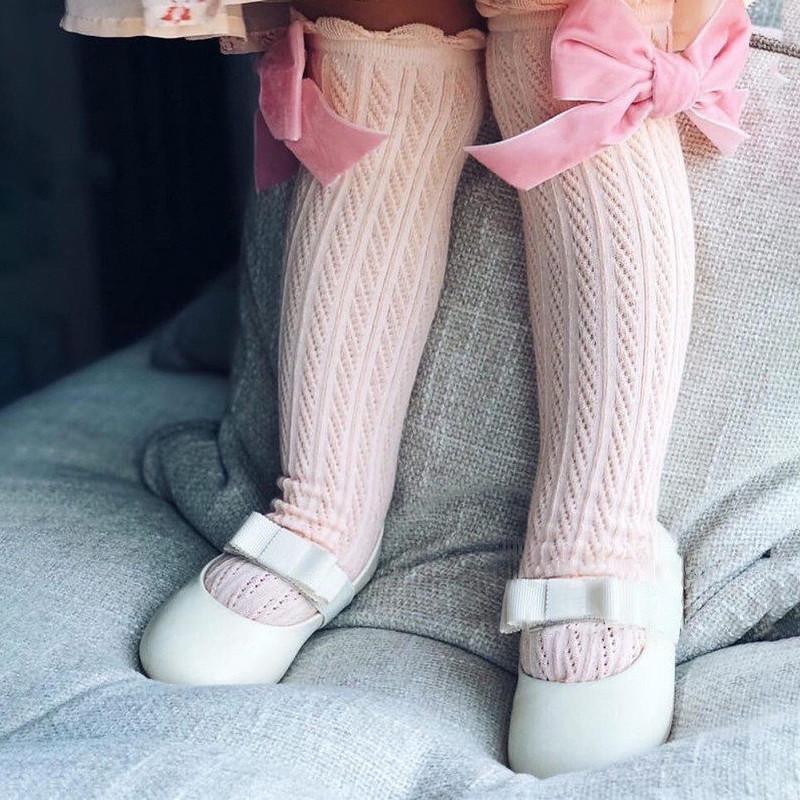 Girl Bow Knot Decor Mesh Stockings Children's Clothing - PrettyKid