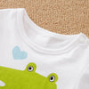 Baby Cartoon Crocodile Pattern Striped Jumpsuit - PrettyKid