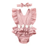 Baby Girl Sleeveless Bow Bodysuit With Headband Baby Sleeveless Jumpsuit - PrettyKid