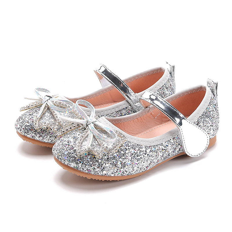 Bowknot Sequin Crystal Princess Shoes For Girls - PrettyKid